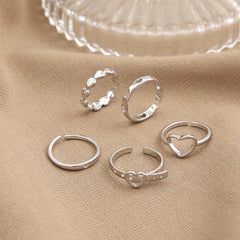 2022 new cross-border Korean ins simple temperament women's jewelry retro simple love hollowed-out ring 5 sets