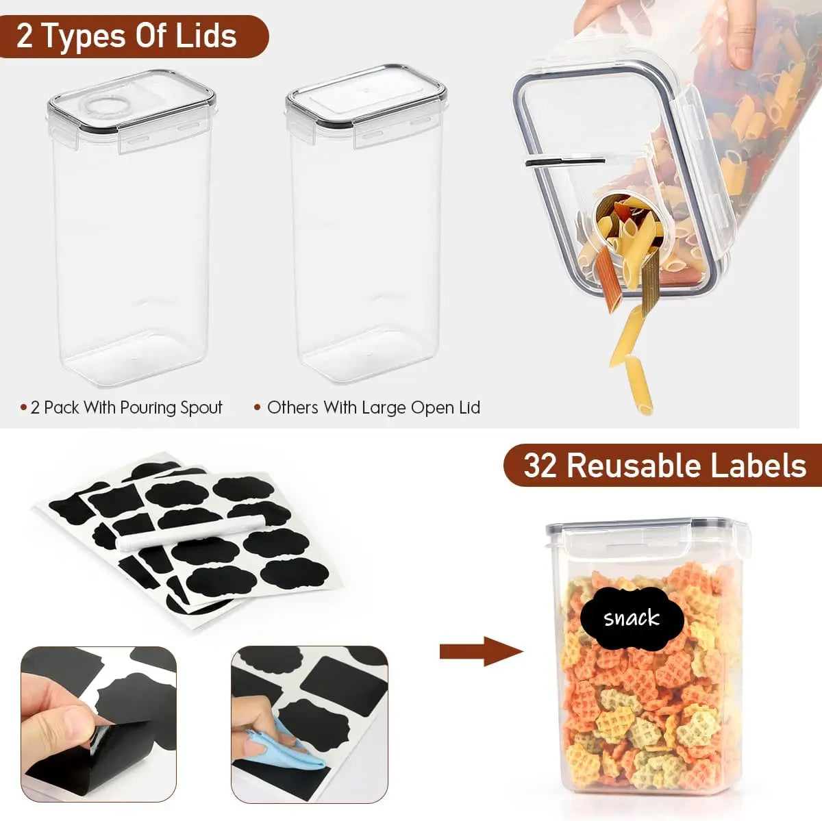 68 PCS Airtight Food Storage Containers With Lids BPA Free,Cereal Containers Storage for Kitchen Pantry Organization and Storage