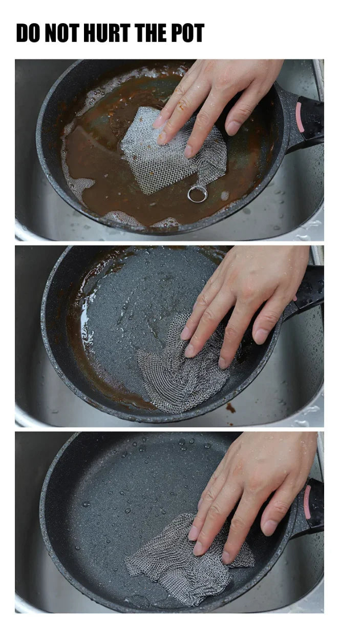 3 size 316 Cast Iron Cleaner Kitchen Clean Pot Pans Stainless Steel Washing Supplies Microwave Cleaning Tools Household Goods